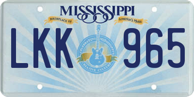 MS license plate LKK965