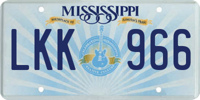 MS license plate LKK966