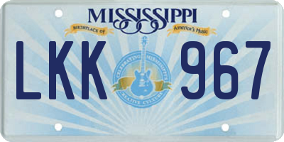 MS license plate LKK967