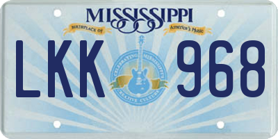 MS license plate LKK968