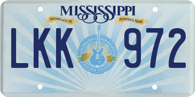 MS license plate LKK972