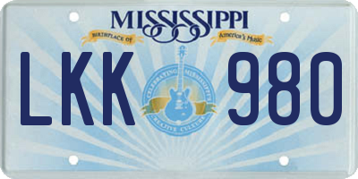 MS license plate LKK980