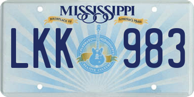 MS license plate LKK983
