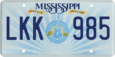 MS license plate LKK985