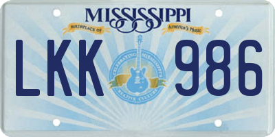 MS license plate LKK986
