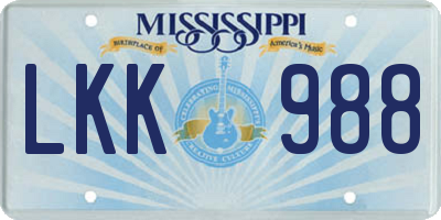 MS license plate LKK988