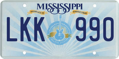 MS license plate LKK990
