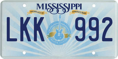 MS license plate LKK992