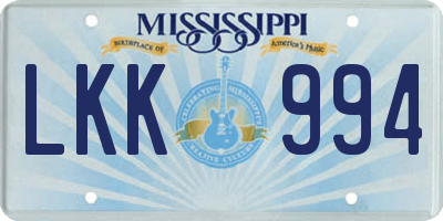 MS license plate LKK994
