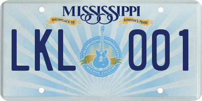 MS license plate LKL001