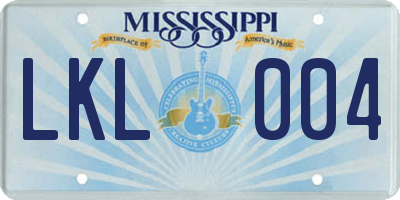 MS license plate LKL004