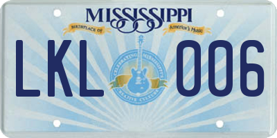 MS license plate LKL006