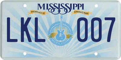 MS license plate LKL007