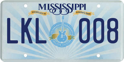 MS license plate LKL008
