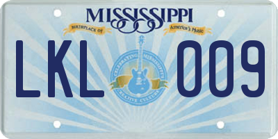 MS license plate LKL009