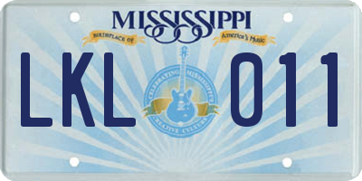 MS license plate LKL011