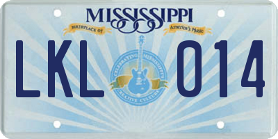 MS license plate LKL014