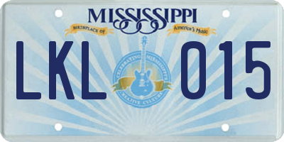 MS license plate LKL015
