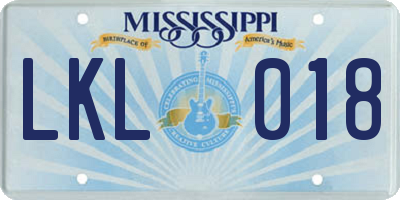 MS license plate LKL018