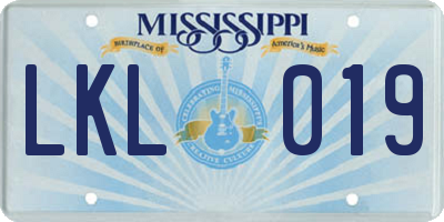 MS license plate LKL019