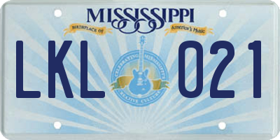 MS license plate LKL021