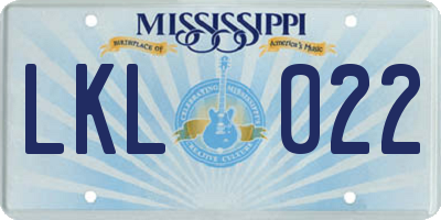 MS license plate LKL022