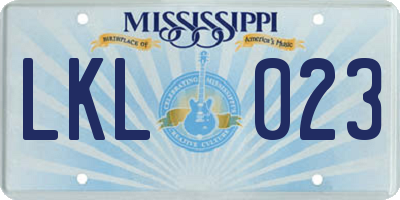MS license plate LKL023