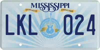 MS license plate LKL024