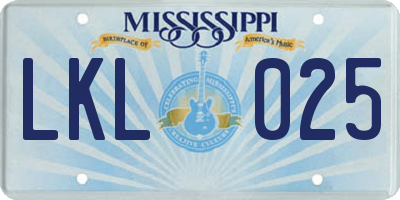 MS license plate LKL025