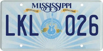 MS license plate LKL026