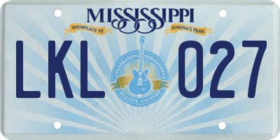 MS license plate LKL027