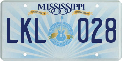 MS license plate LKL028