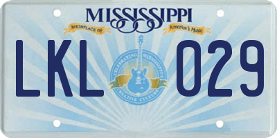 MS license plate LKL029