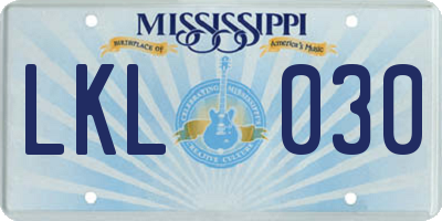 MS license plate LKL030