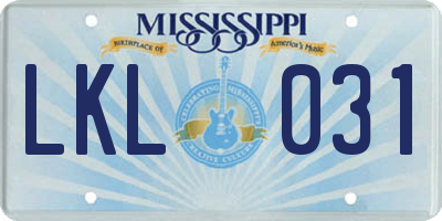 MS license plate LKL031