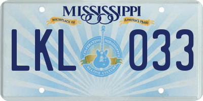 MS license plate LKL033