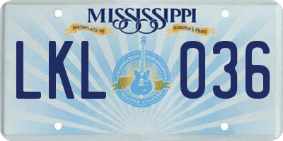 MS license plate LKL036