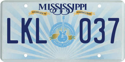 MS license plate LKL037