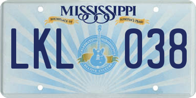 MS license plate LKL038
