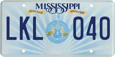 MS license plate LKL040