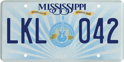 MS license plate LKL042