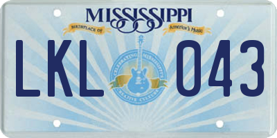 MS license plate LKL043