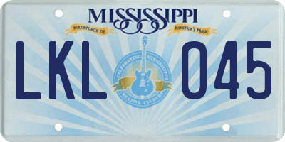 MS license plate LKL045