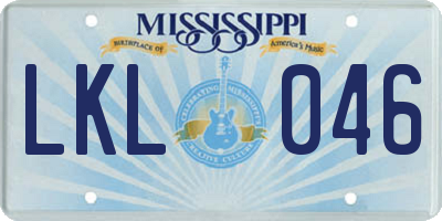 MS license plate LKL046