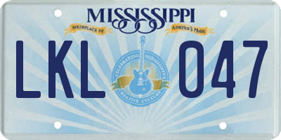 MS license plate LKL047