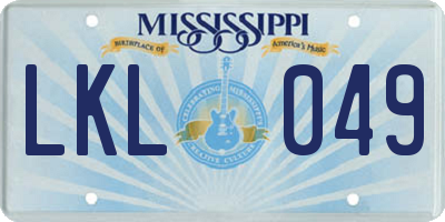 MS license plate LKL049