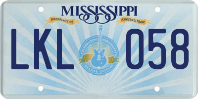 MS license plate LKL058