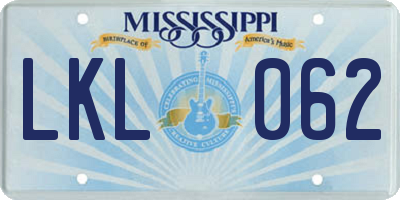 MS license plate LKL062