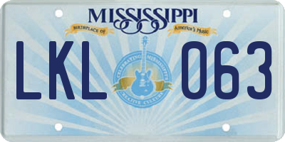 MS license plate LKL063