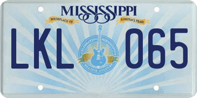 MS license plate LKL065